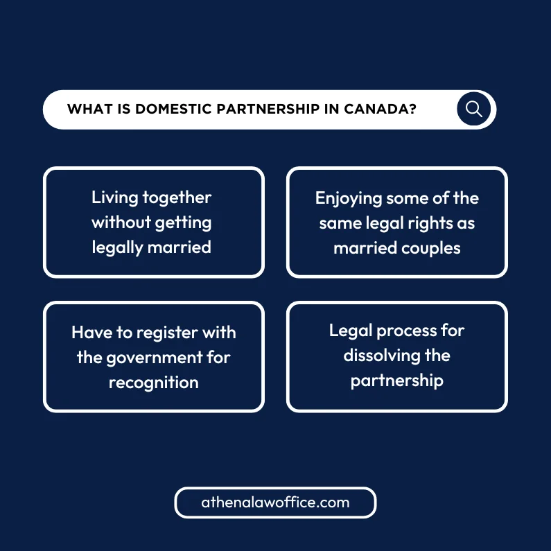 A chart explaining the domestic partnership meaning in Canada