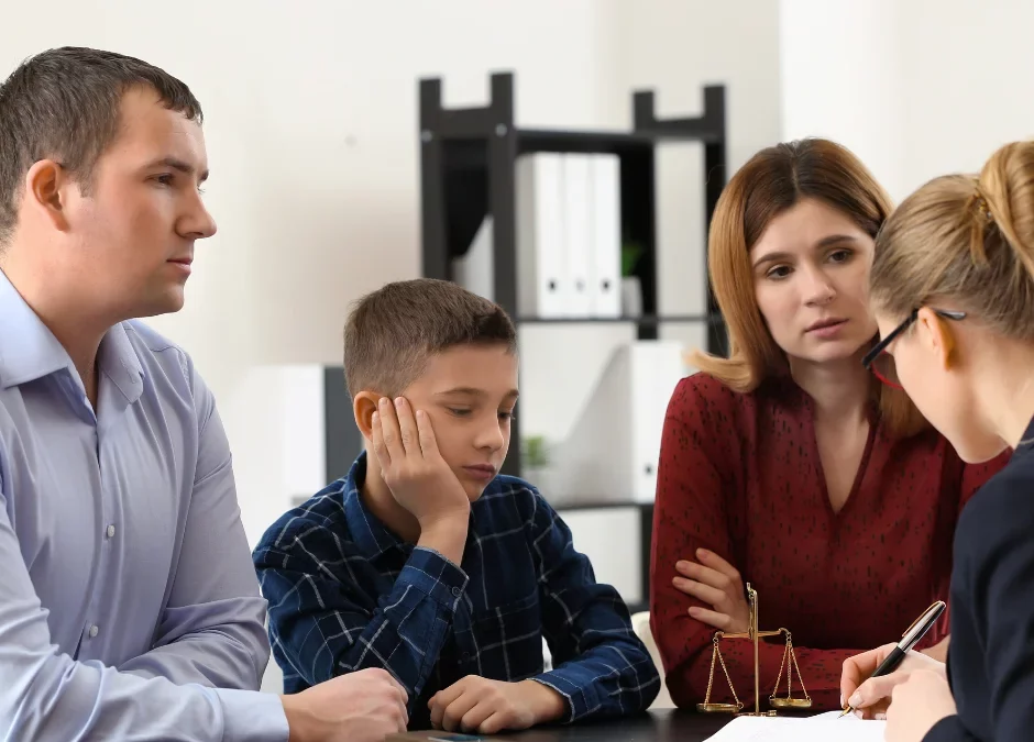 Parents and children visiting separation lawyer in Canada