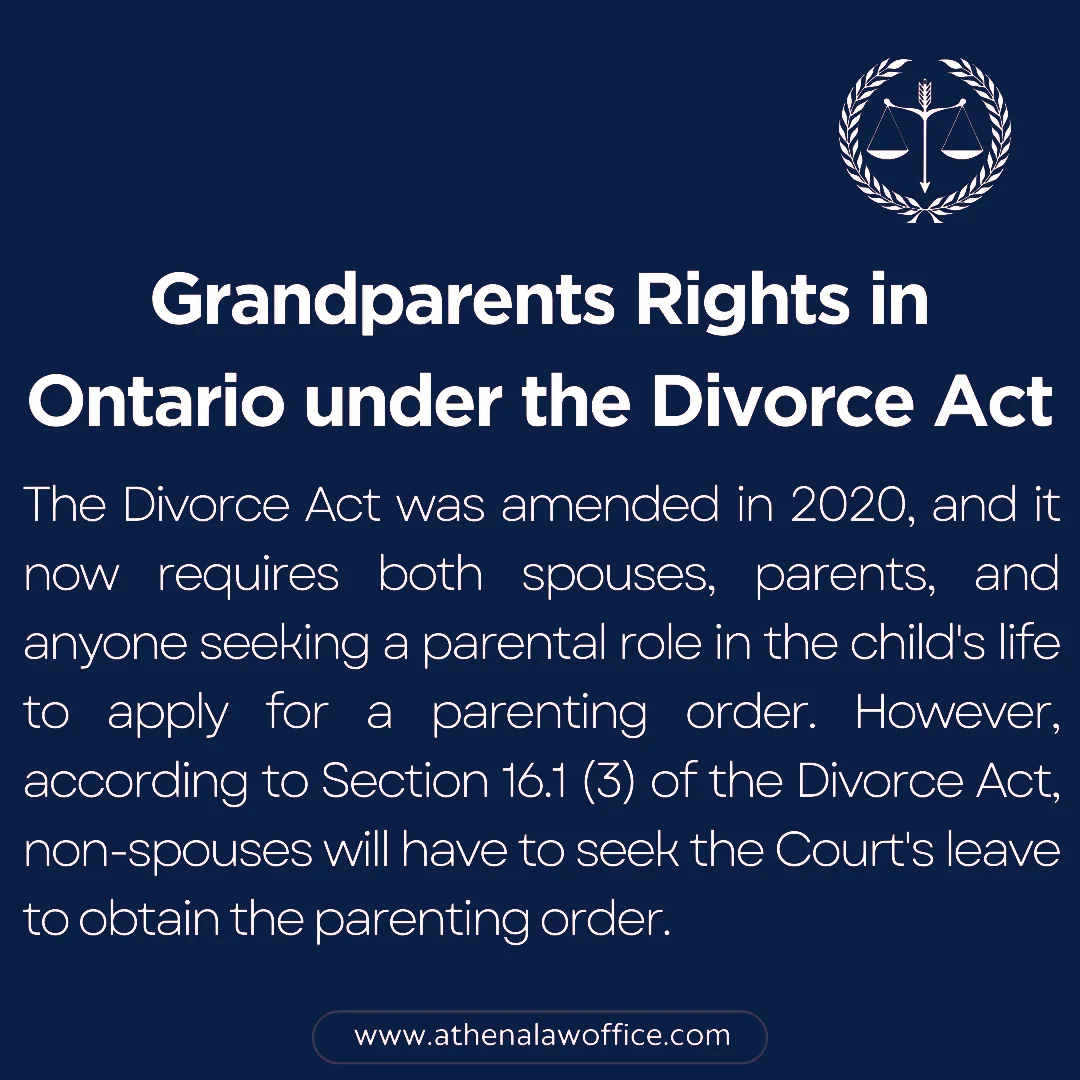 An infographic on grandparents rights in Ontario under the Divorce Act