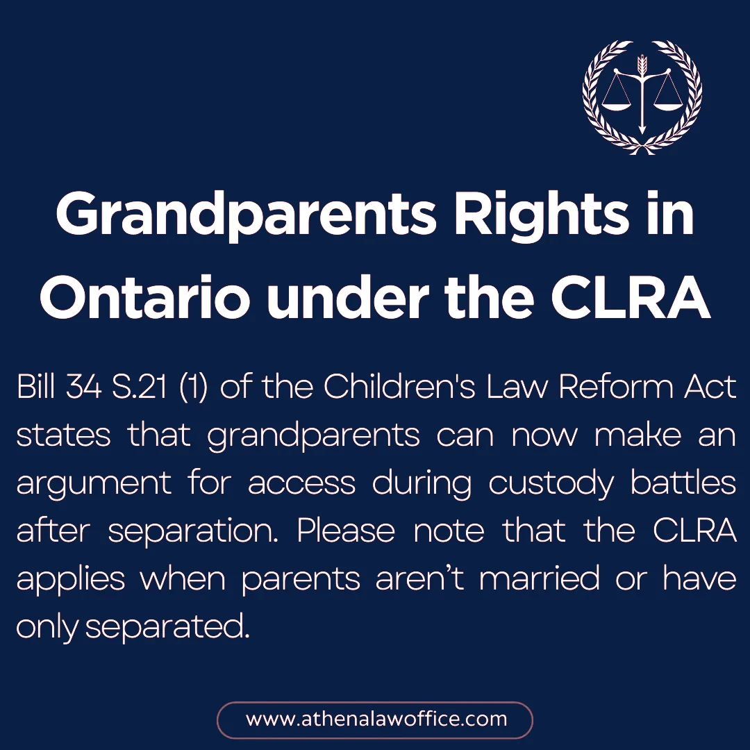 An infographic on grandparents rights in Ontario under the CLRA