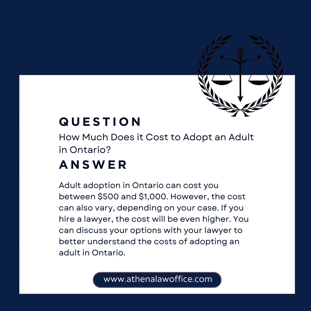 An answer post explaining the cost of adult adoption in Ontario