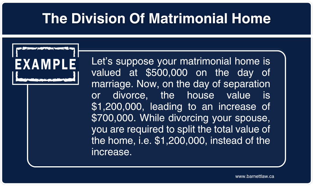 An example of how matrimonial home is divided in Ontario.